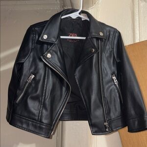 Zara Kids Black Leather Jacket